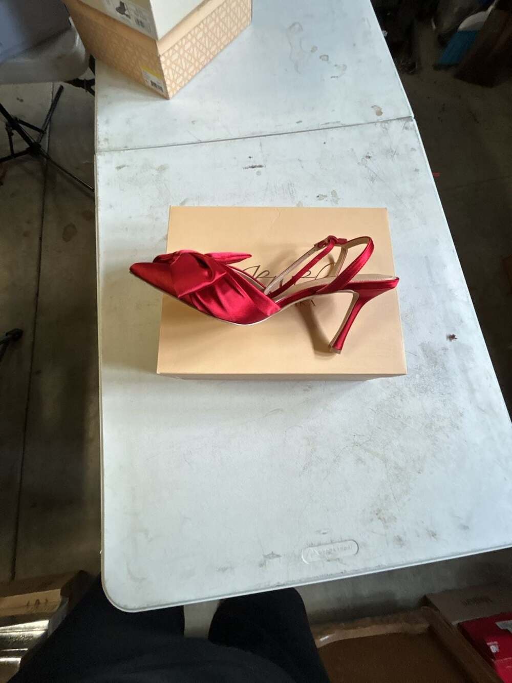 Jewel Badgley Mischka Francine Slingback Red Satin Bow Pump